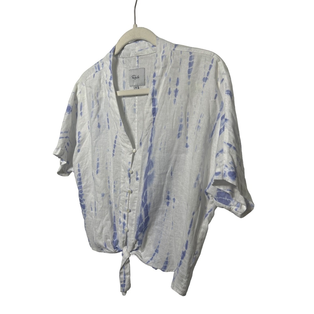 Rails Thea Tie Front Top Blue White Tie Dye‎ Short Sleeve Blouse XS